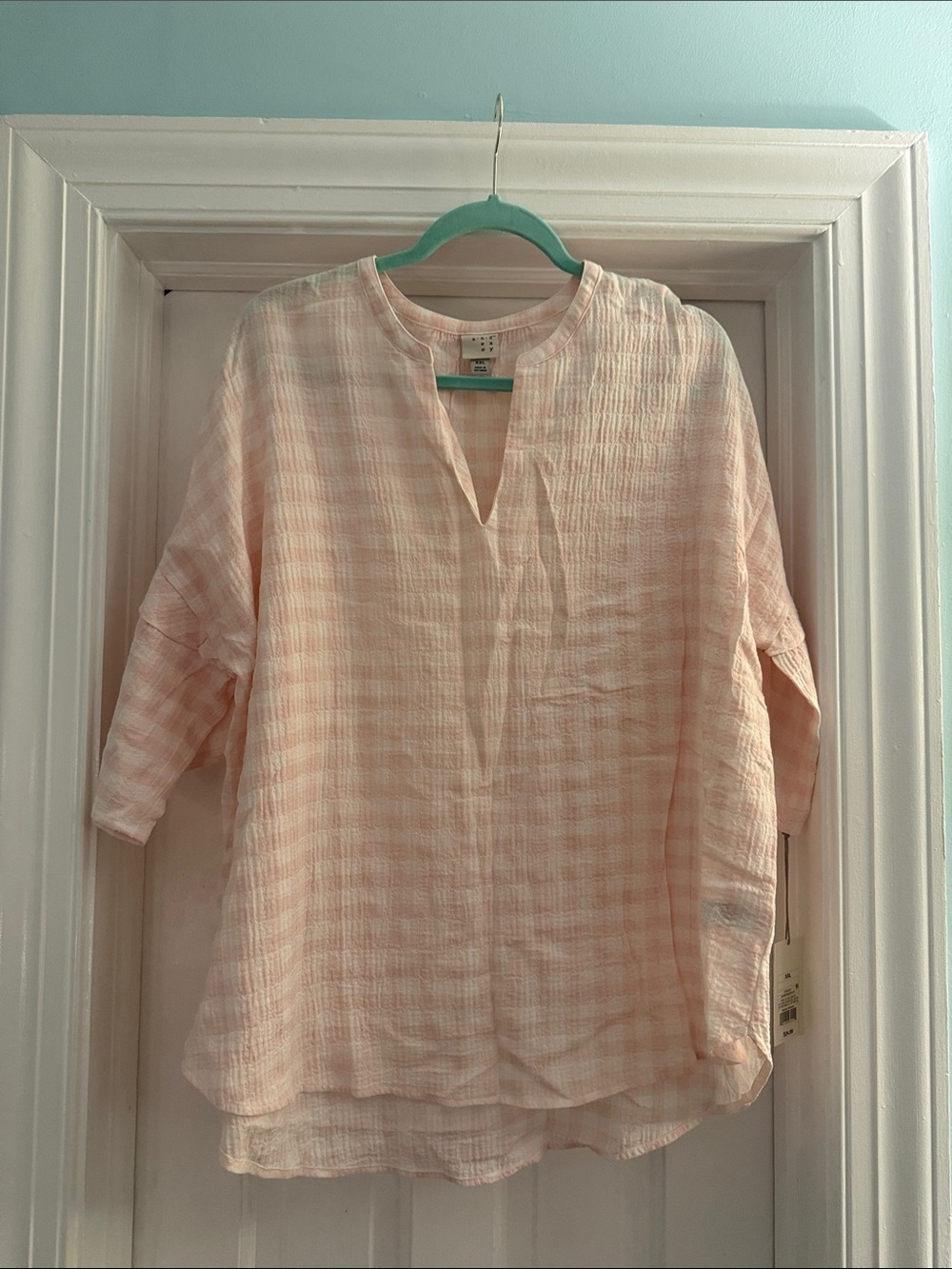 Light Pink Split-Neck Women’s Top